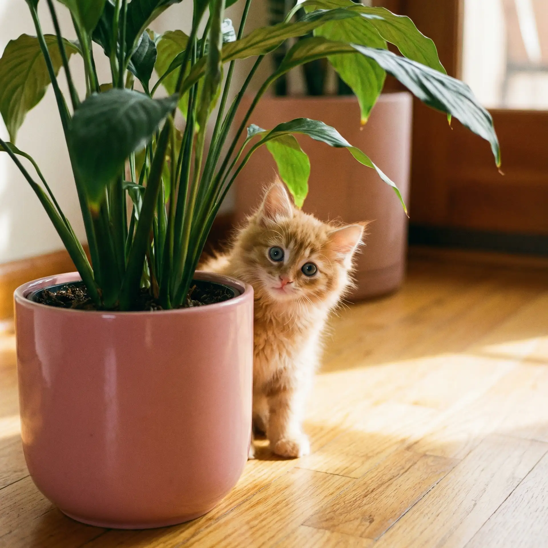 小猫从花盆后探头 - 骚八戒