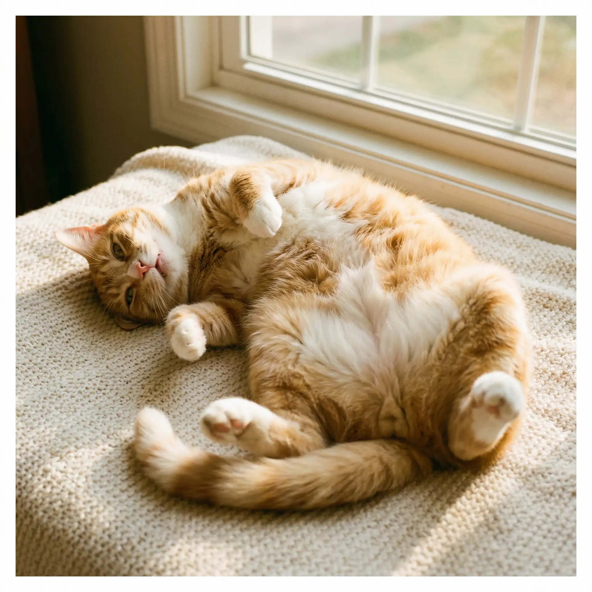 猫咪仰躺露出肚皮 - 骚八戒